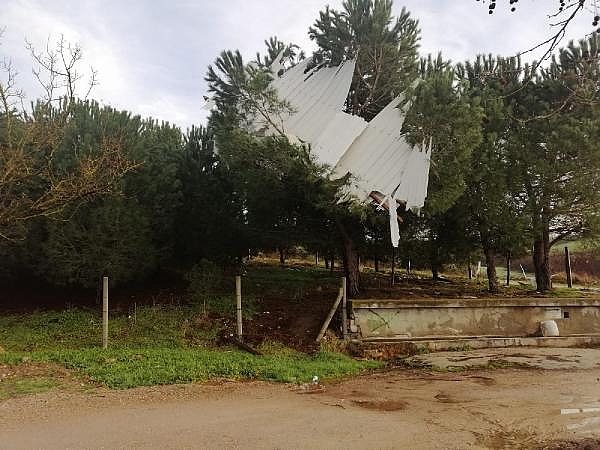 Çanakkale'de hayvan çiftliğinin çatısı uçtu