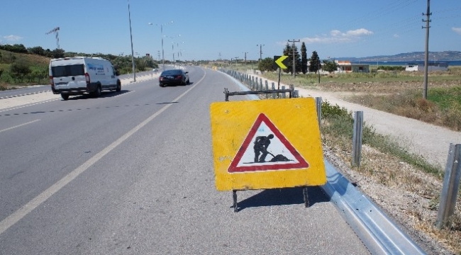 Bursa-İzmir kara yolunda bariyer çalışması