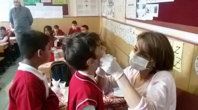 Öğrencilere Flor Vernik Uygulaması