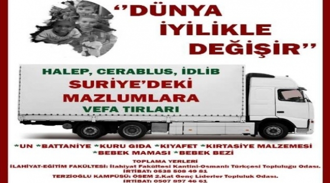 Çanakkale’den Suriye’ye vefa tırı
