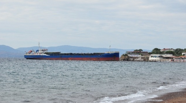Yük gemisi plajda karaya oturdu