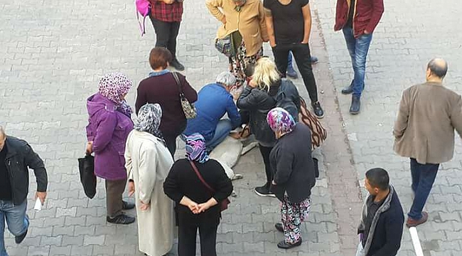 Poliklinikler önünde yarı baygın yatan köpeğin yardımına hastalar koştu