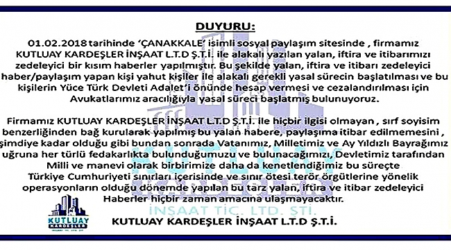 KAMUOYUNUN BİLGİSİNE...