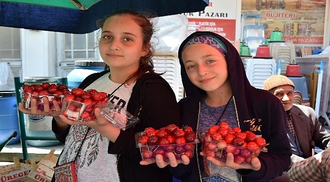 Kirazın kilosu 20 liradan tezgahlardaki yerini aldı.