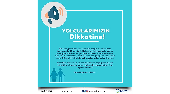 GESTAŞ 65 yaş ve üstü kişilerin "Gestcard" kullanımını kapattı