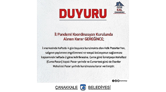 PAZAR HAFTADA 2 GÜNE İNDİRİLDİ