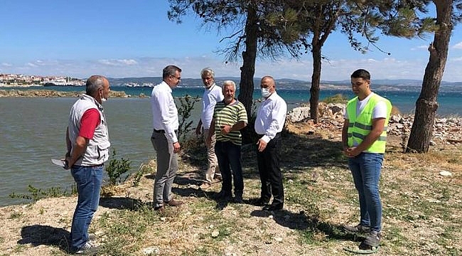 Gelibolu'da idarecilerden feribot terminal inşaatına ziyaret