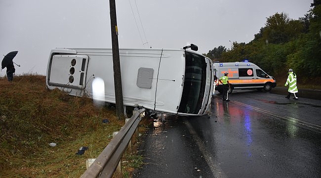 Tekirdağ'da işçi servisi devrildi: 10 yaralı