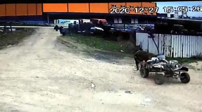 At arabasıyla 6 ton demir hırsızlığı kamerada