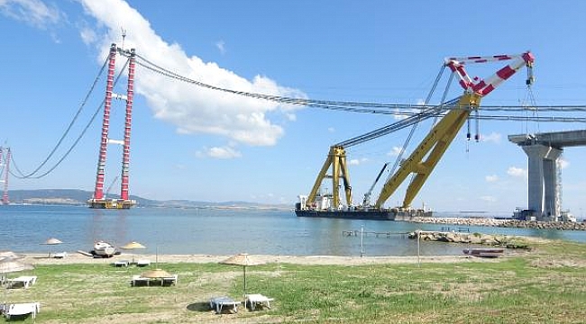 1915 Çanakkale Köprüsü'ne ilk tabliye bloğun montajı yapıldı