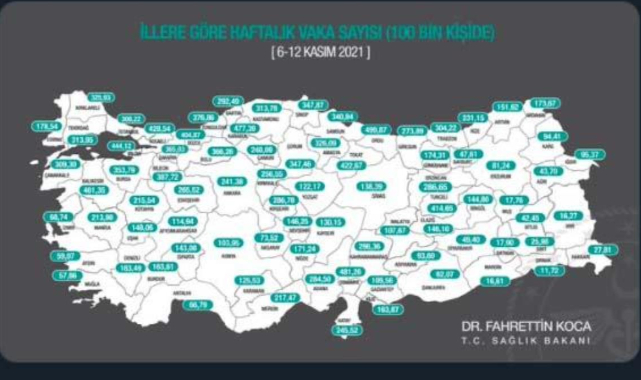 En çok vaka artışı Tunceli, Osmaniye ve Çanakkale'de