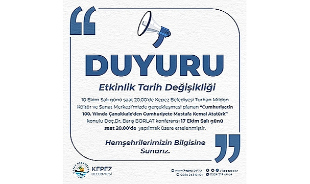 KEPEZ BELEDİYESİ'NDEN ERTELEME DUYURUSU