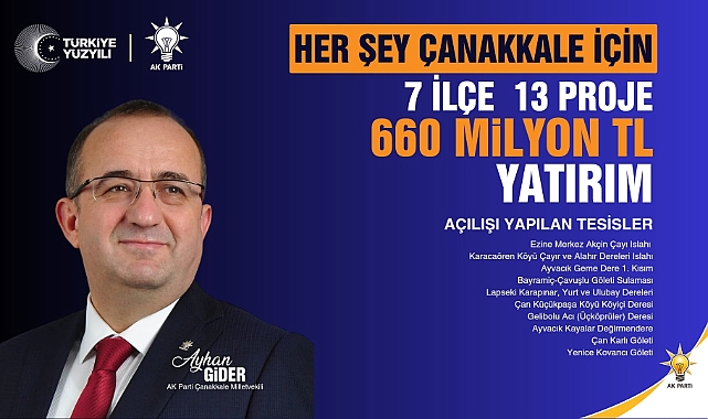 ÇANAKKALE'YE 660 MİLYONLUK YATIRIM