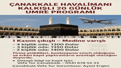 Çanakkale Havalimanı’ndan 20 Günlük Umre Programı Başlıyor