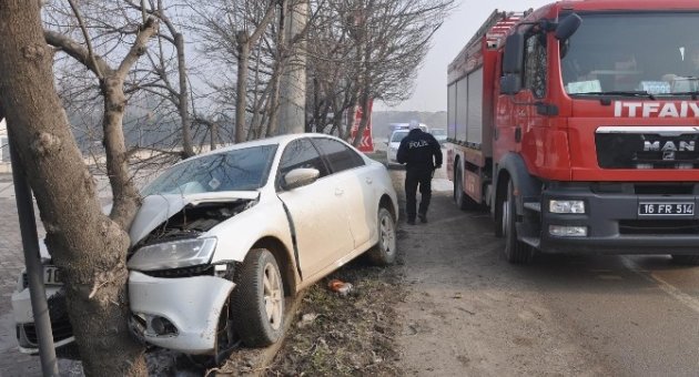 - Kadın Sürücü Önce Duvara Çıktı, Sonra Ağaca Çarptı