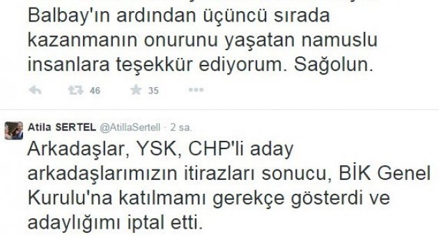 Atilla Sertel’in Adaylığı İptal Edildi