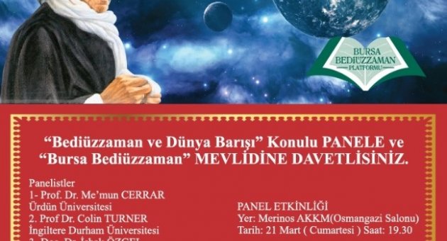 ’bediüzzaman Ve Dünya Barışı’ Paneli Bursa’da Düzenlenecek