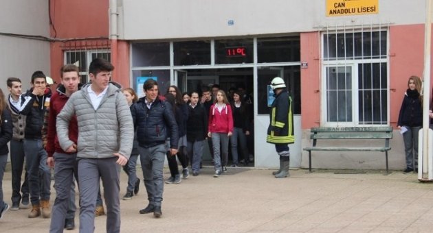 Çan Anadolu Lisesi’nde Yangın Tatbikatı