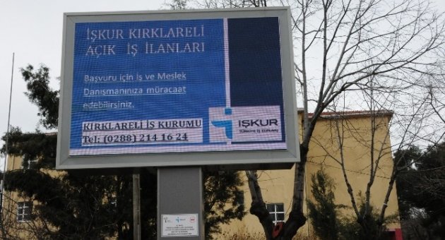 İşkur’un İş İlanları Kırklareli’de Led Ekrandan Takip Edilecek
