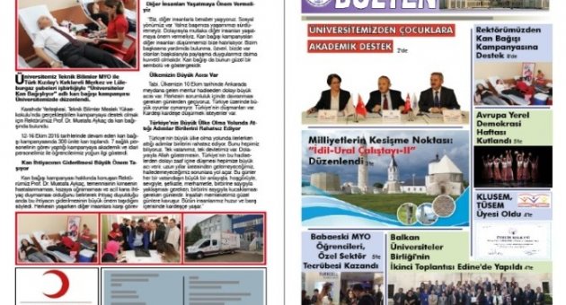 ’kırklareli Üniversitesi Bülten’in Ekim Sayısı Yayına Girdi