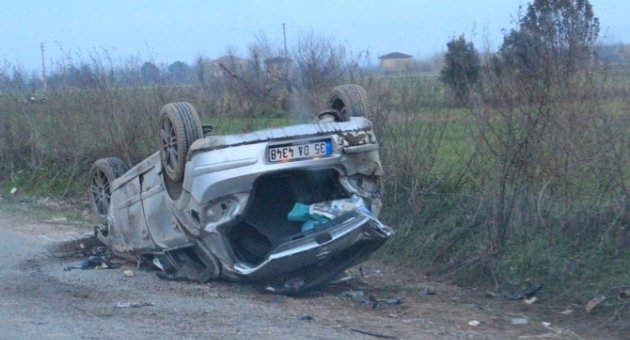 Ödemiş’te Araç Takla Attı