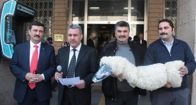 Postacılardan Kuzu Postuna Bürünmüş Kurtla Protesto