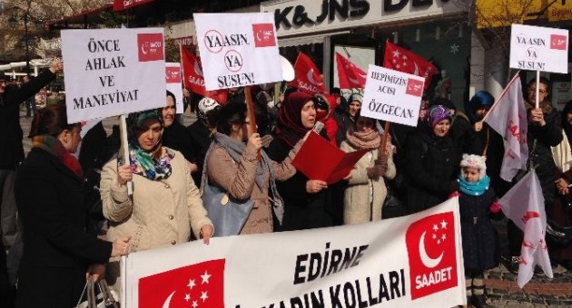 Saadet Partisi Edirne İl Kadın Kollarından Özgecan Cinayeti Protestosu