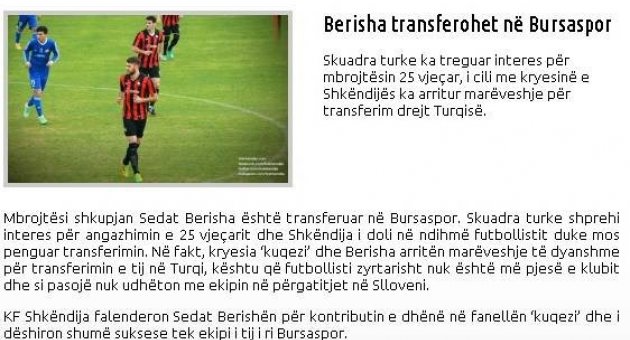 Sedat Berisha Bursaspor’da