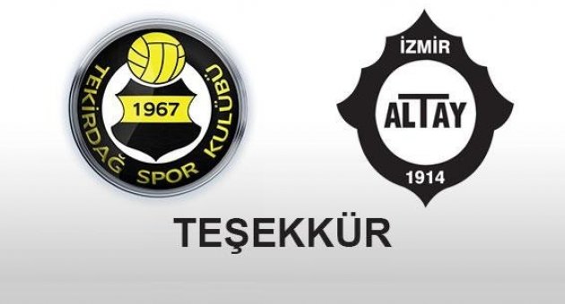 Tekirdağspor’dan Altayspor’a Teşekkür