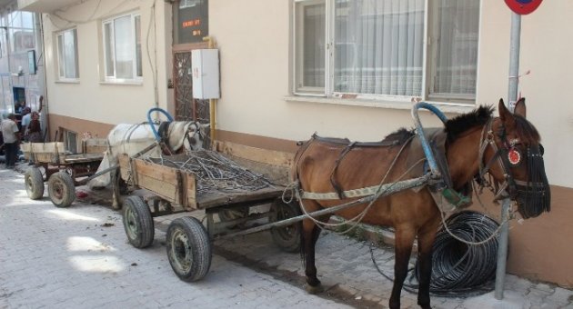 Yıkımı Devam Eden Binadan Demir Topluyorlar