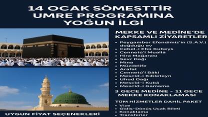 14 Ocak Sömestir Umre Programına Yoğun İlgi