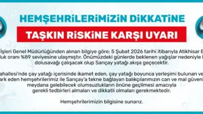 Taşkın Riskine Karşı Uyarı!