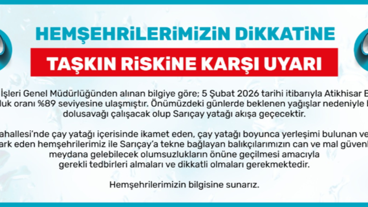 Taşkın Riskine Karşı Uyarı!