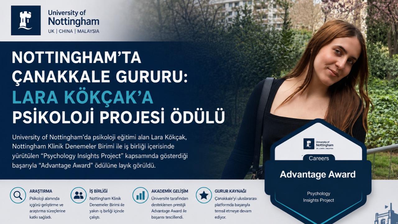 Nottingham’ta Çanakkale Gururu: Lara Kökçak’a Psikoloji Projesi Ödülü