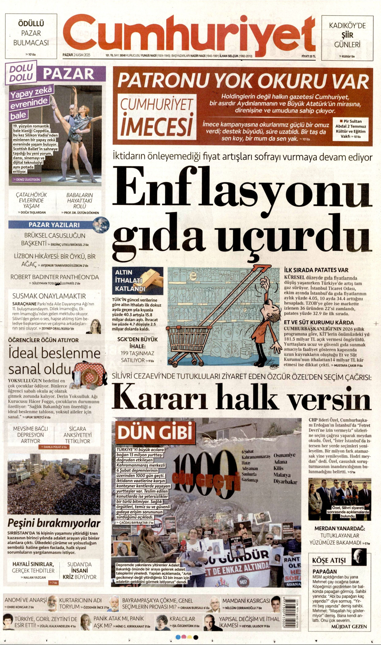 CUMHURİYET Gazete Manşeti