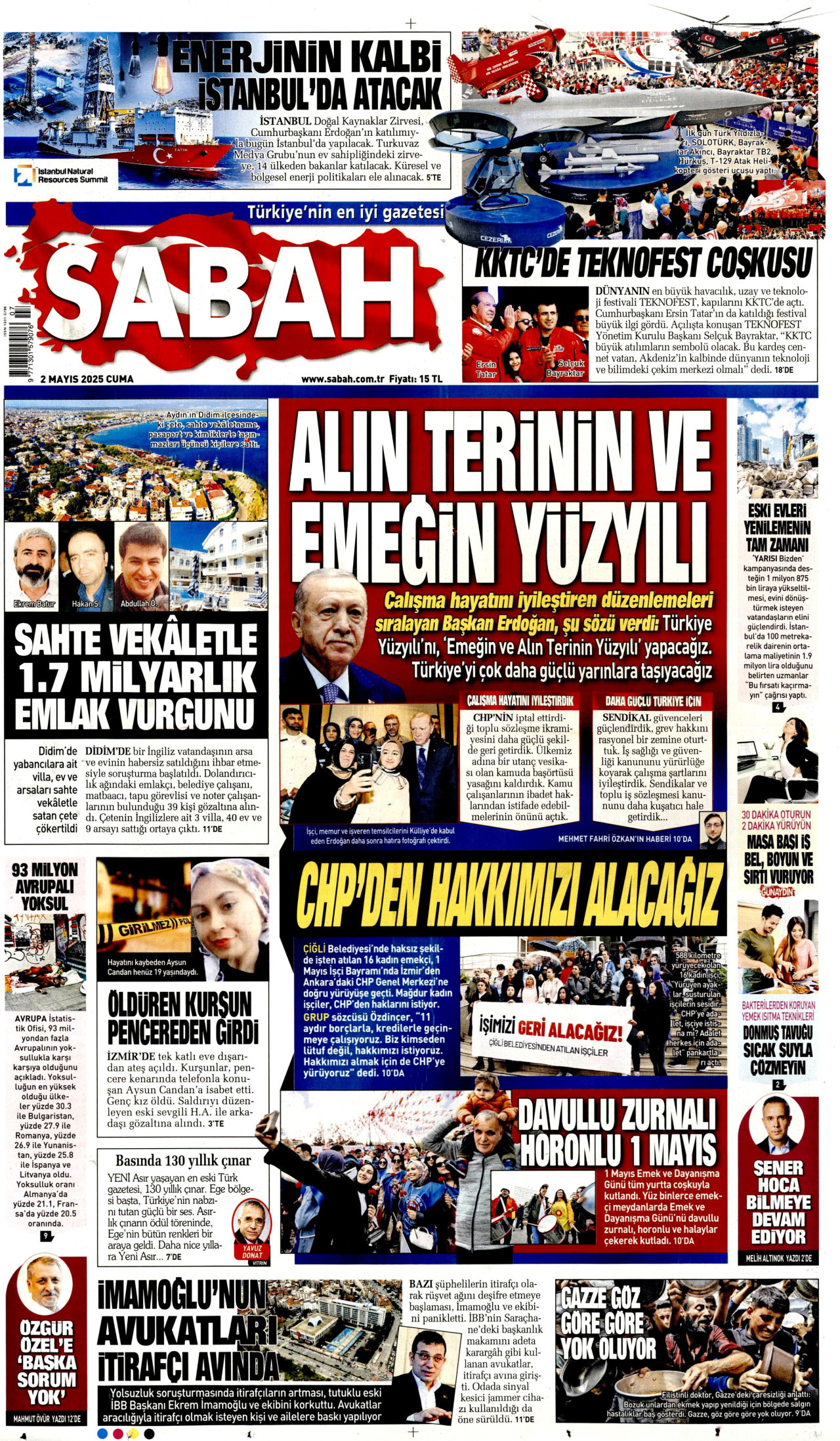 SABAH Gazete Manşeti