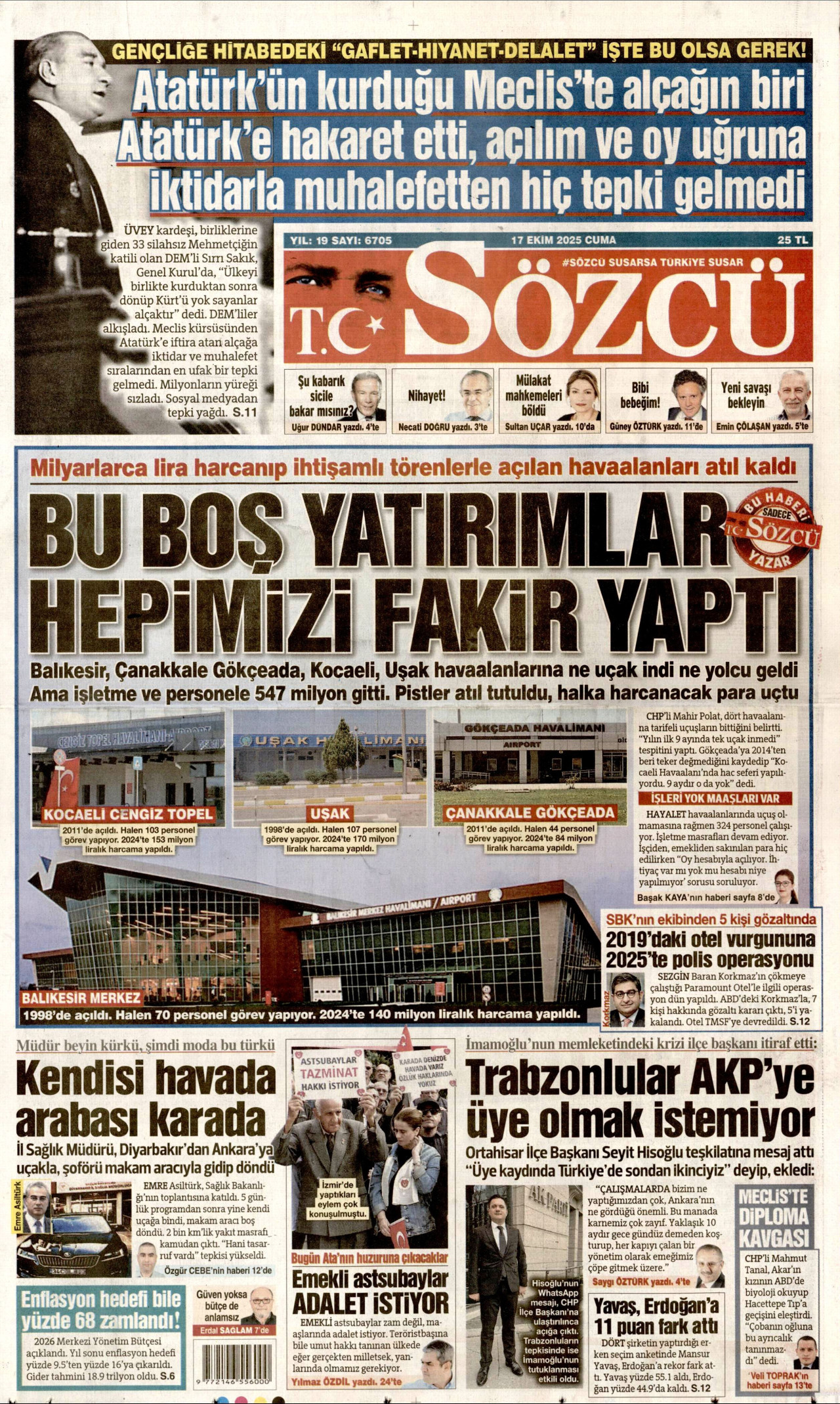 SÖZCÜ Gazete Manşeti