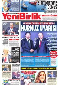 Yeni Birlik Gazetesi Gazete Manşeti