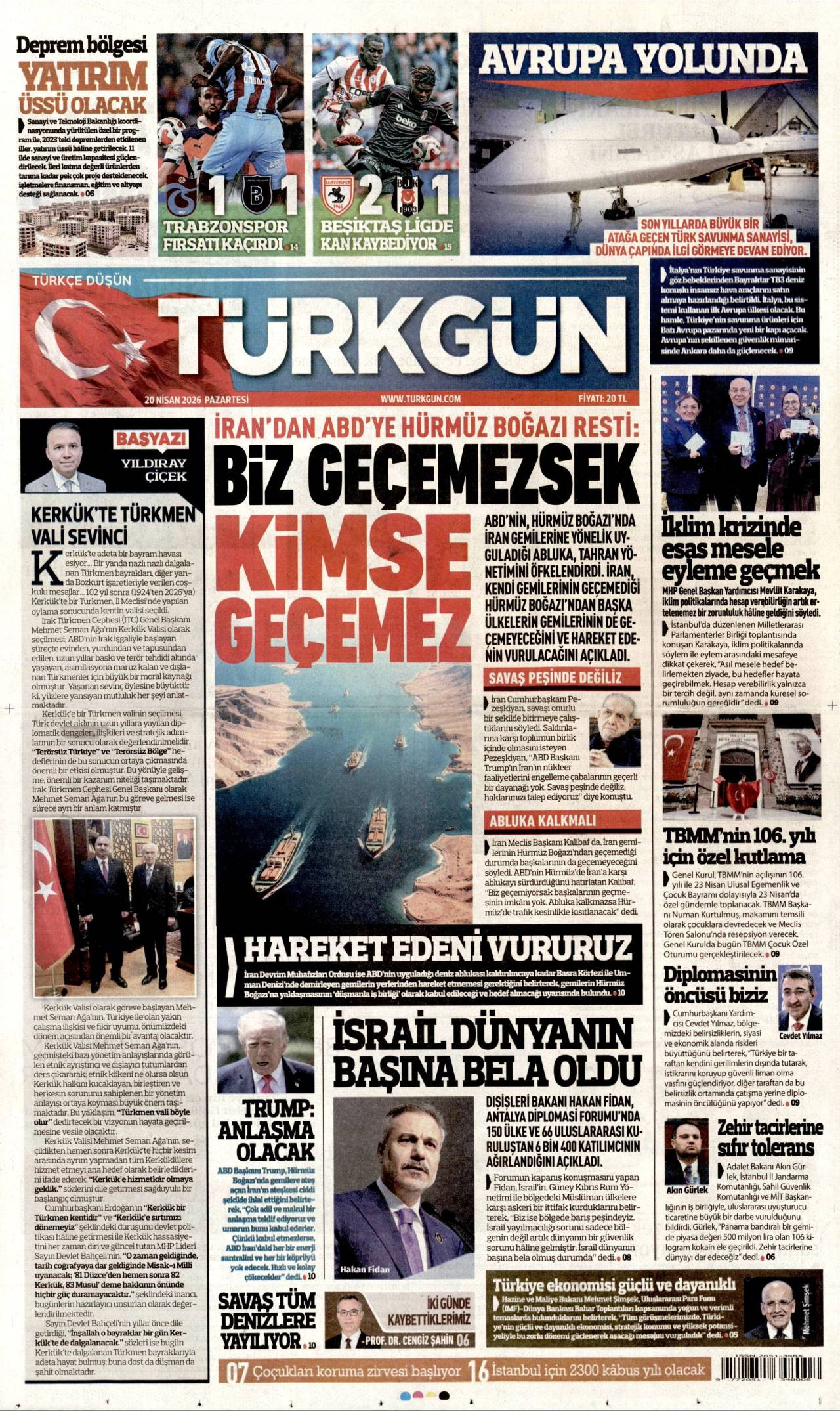 Türkgün Gazetesi Gazete Manşeti