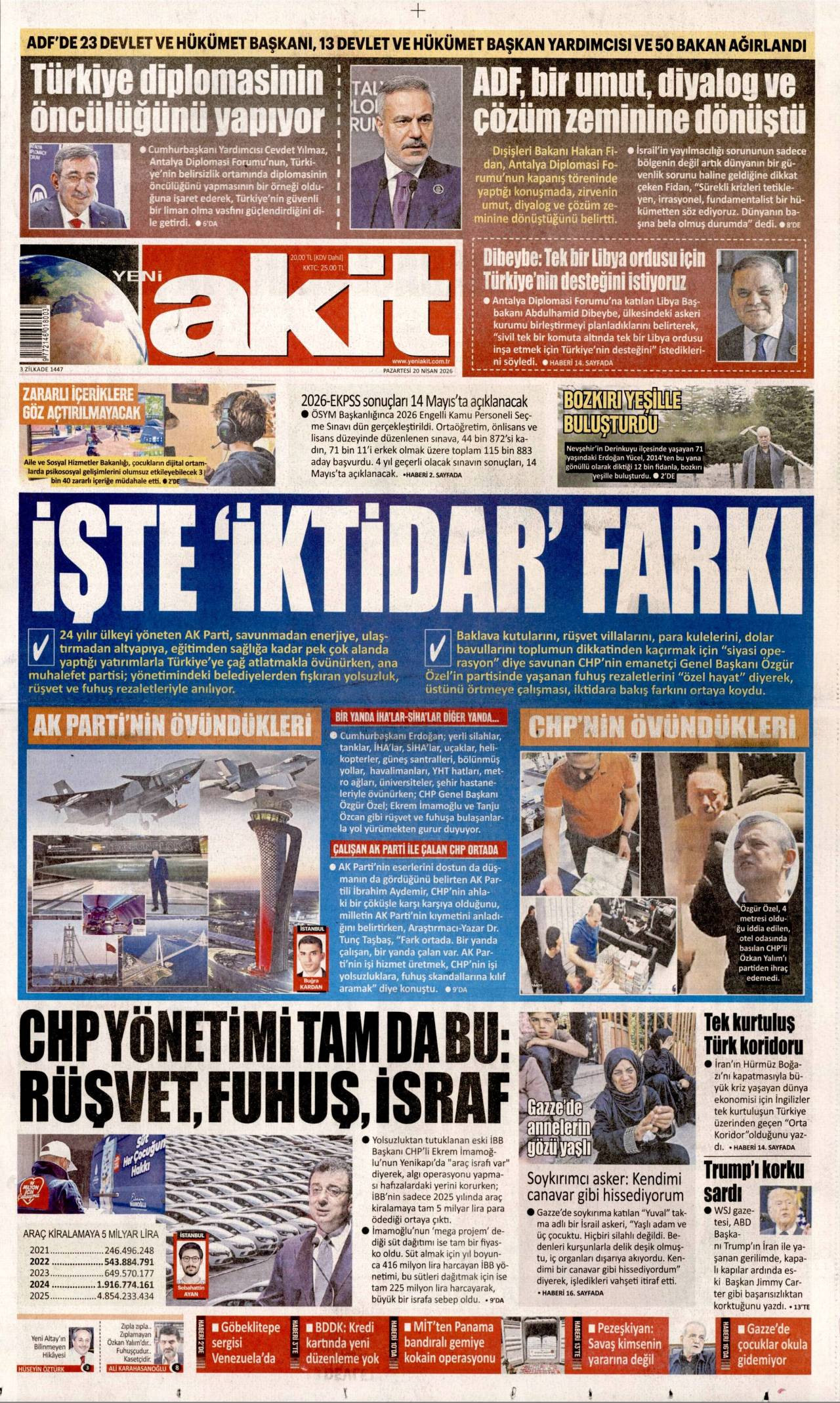 Yeni Akit Gazetesi Gazete Manşeti