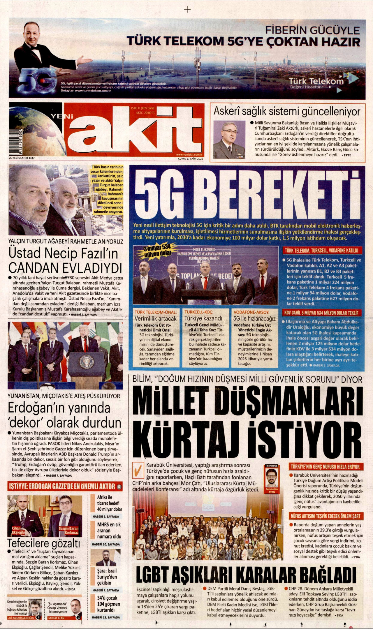 YENİ AKİT Gazete Manşeti