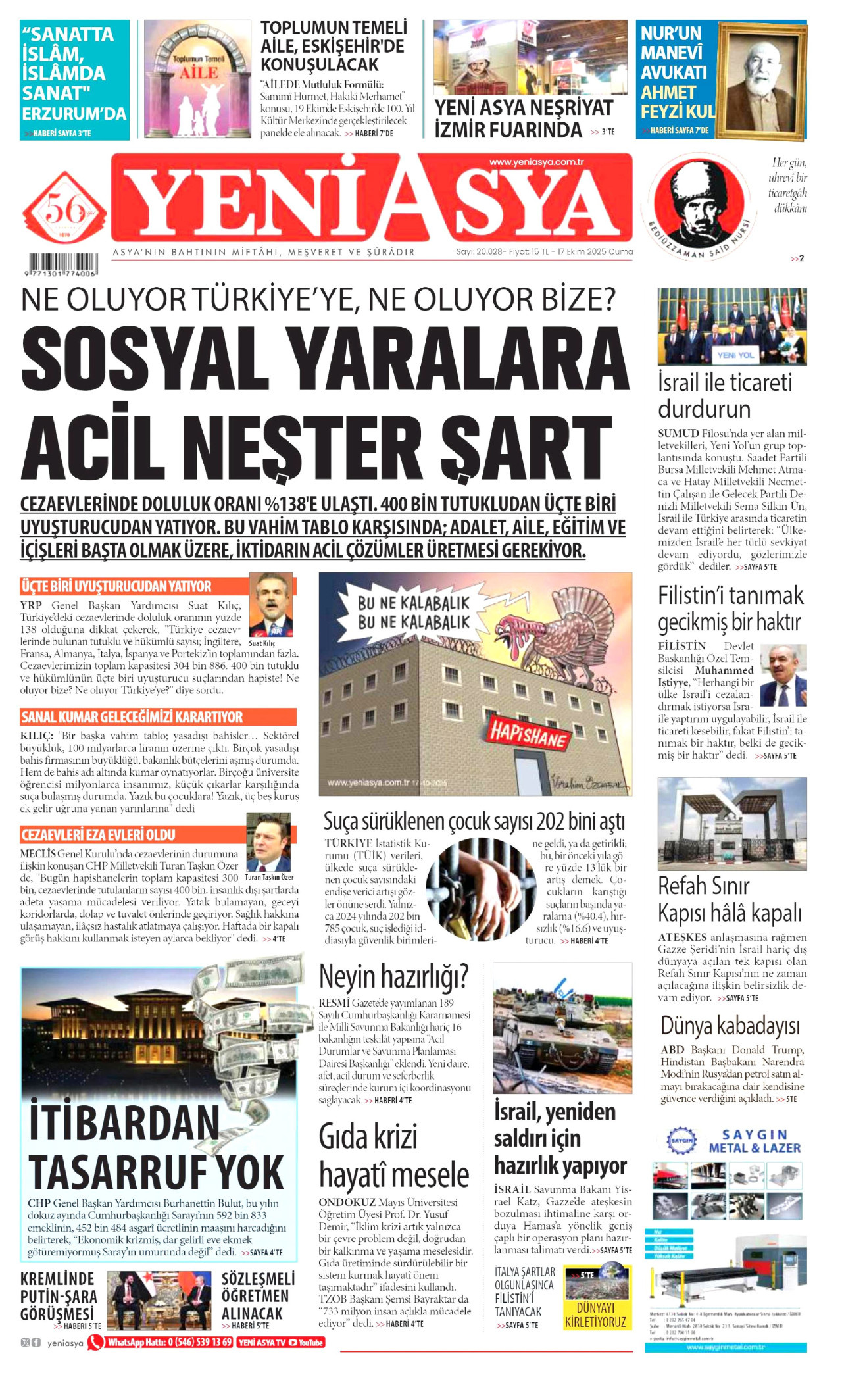 YENİ ASYA Gazete Manşeti