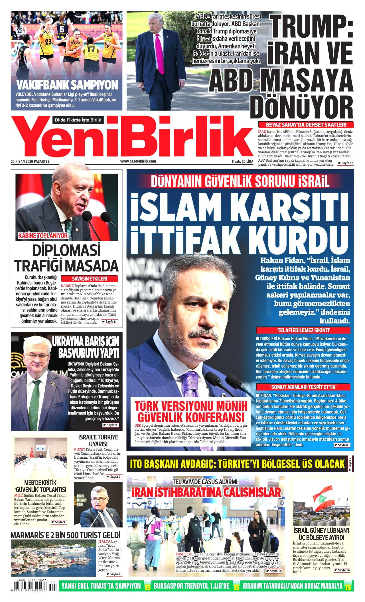 Yeni Birlik Gazetesi Gazete Manşeti
