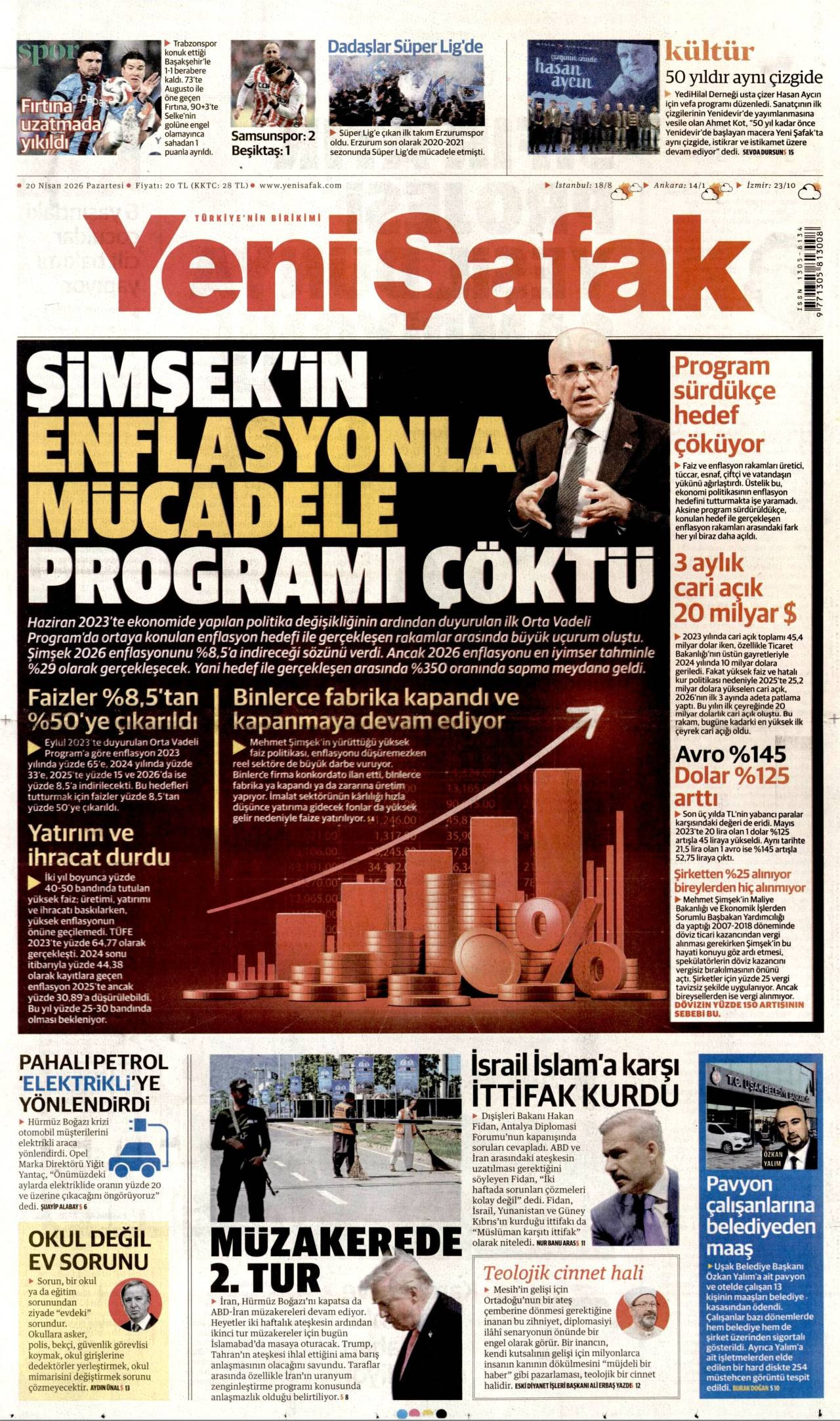 Yeni Şafak Gazetesi Gazete Manşeti