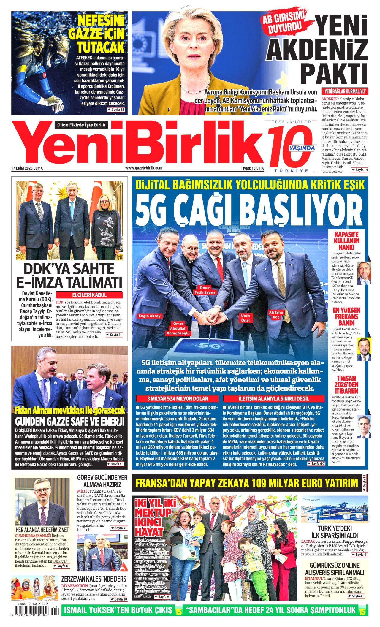 YENİBİRLİK Gazete Manşeti